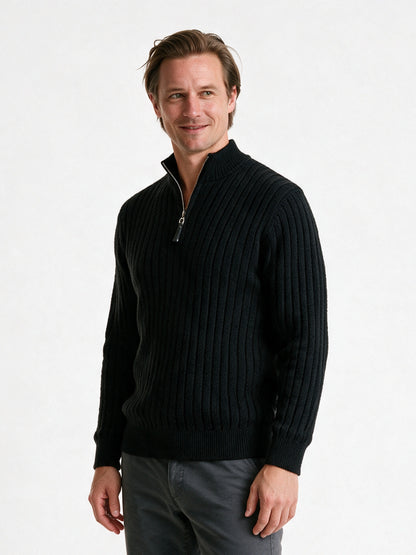 Erik - Men's Wide Rib Quarter Zip Sweater - view 2
