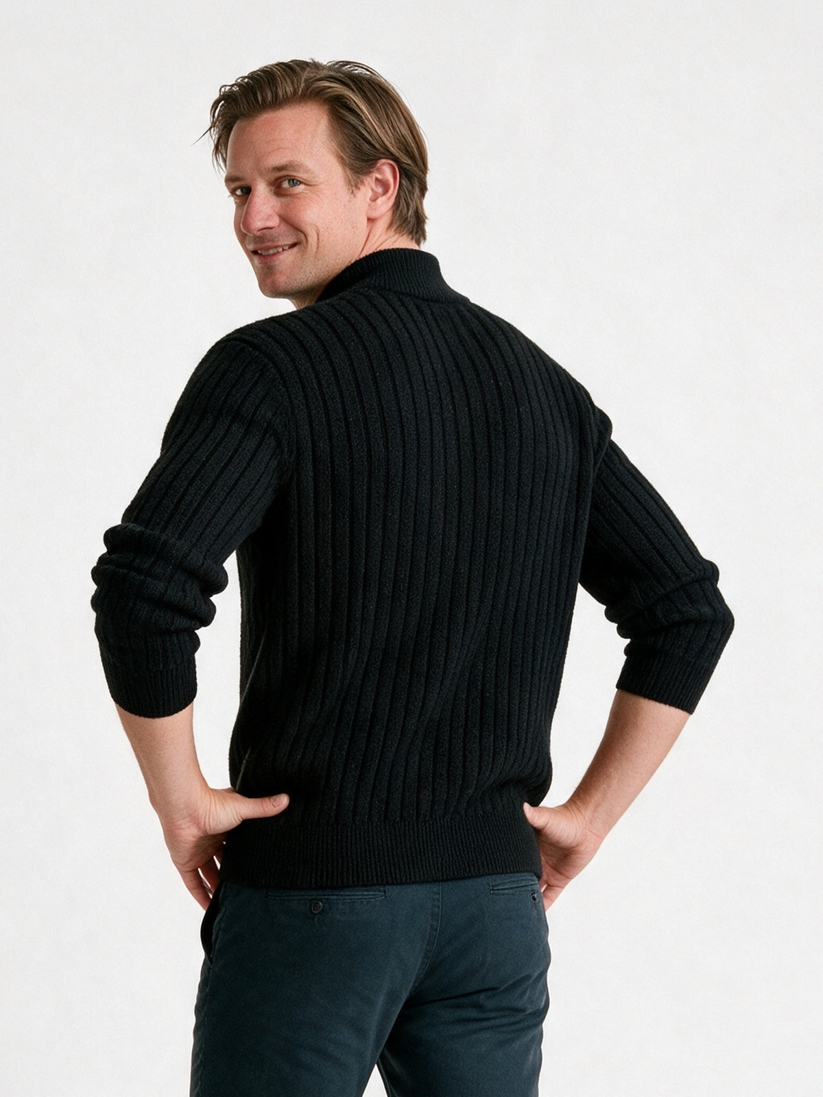 Erik - Men's Wide Rib Quarter Zip Sweater - view 5