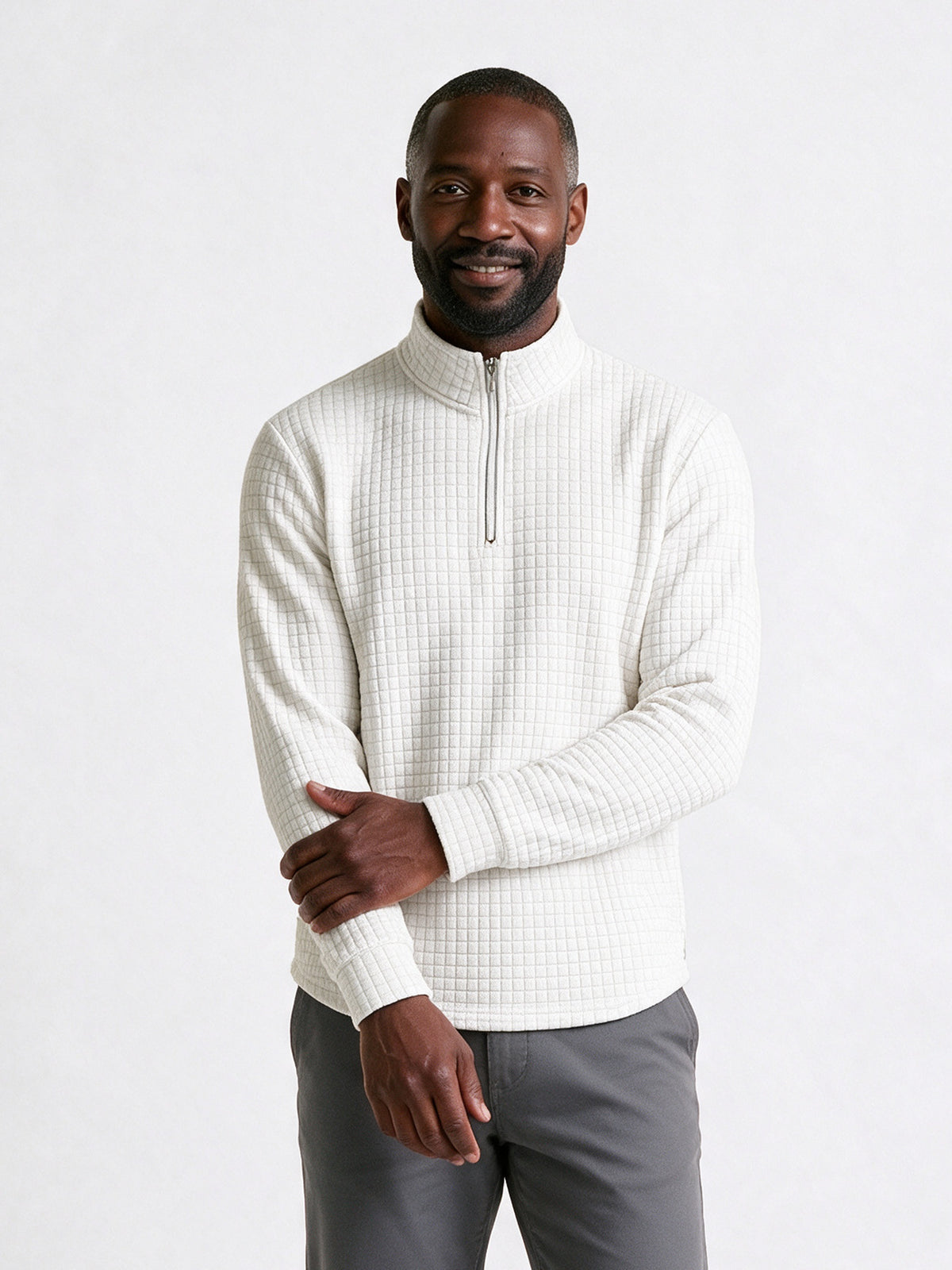 Eskil - Men's Fitted Waffle Quarter Zip Pullover - view 1