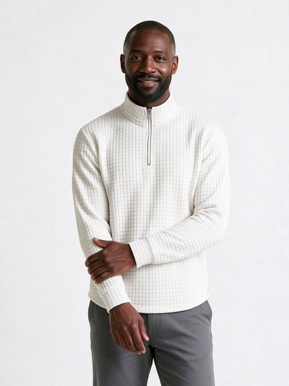 Eskil - Men's Fitted Waffle Quarter Zip Pullover - view 1