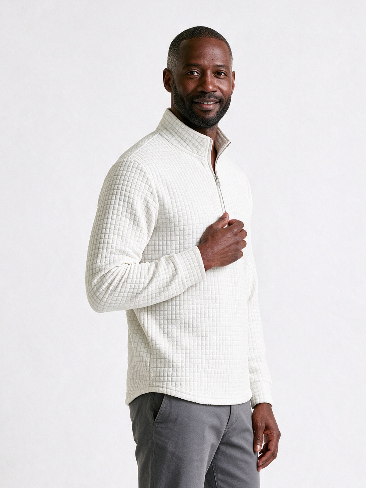 Eskil - Men's Fitted Waffle Quarter Zip Pullover - view 2