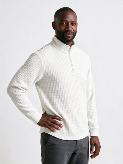 Eskil - Men's Fitted Waffle Quarter Zip Pullover - view 3