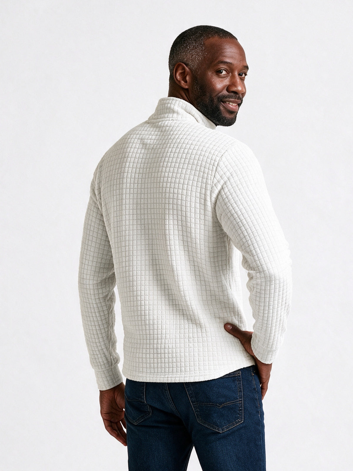 Eskil - Men's Fitted Waffle Quarter Zip Pullover - view 5