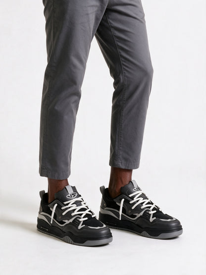 Ethan - Chunky Two-Tone Low-Top Sneakers for Men - Black