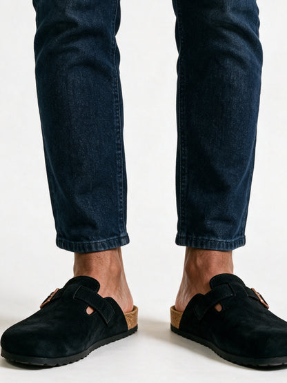 Ethan - Luxurious Soft Suede Mens Slippers - Black