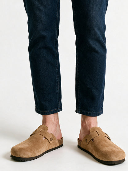 Ethan - Luxurious Soft Suede Mens Slippers - Brown