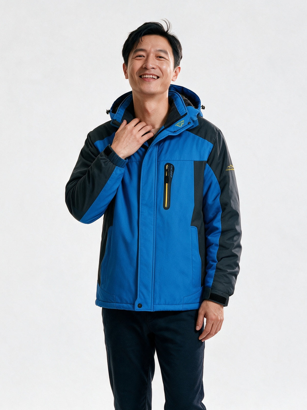 Everett - Men's Hooded Plush Lined Outdoor Jacket - Blue