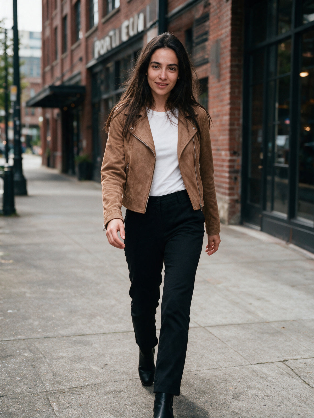 Felicity - Cropped Soft Napped Moto Jacket - view 4
