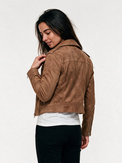 Felicity - Cropped Soft Napped Moto Jacket - view 5