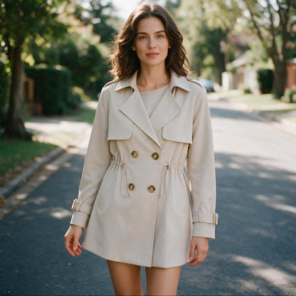 Felicity - Elegant Black Trench Coat for Women