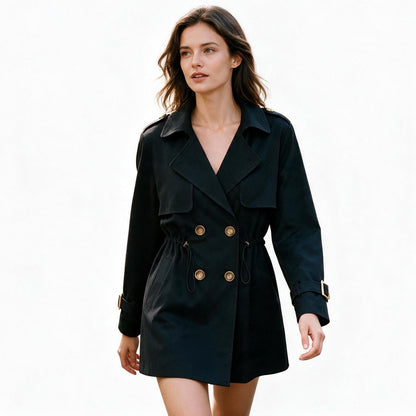 Felicity - Elegant Black Trench Coat for Women
