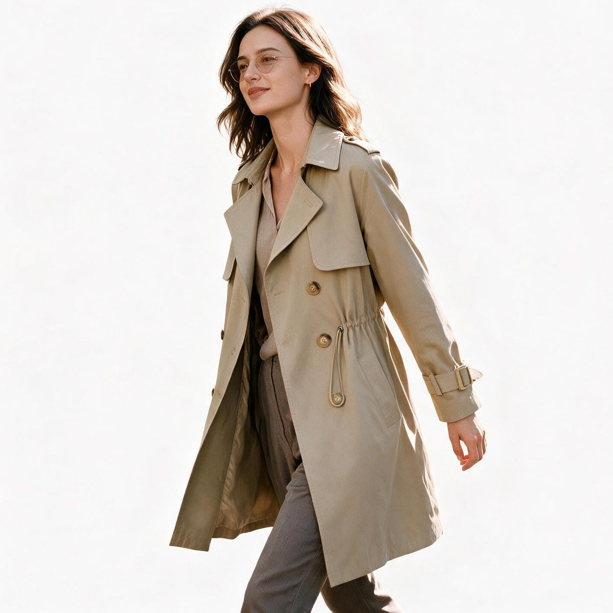 Felicity - Elegant Black Trench Coat for Women