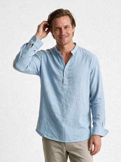 Felix - Men's Relaxed Band Collar Long Sleeve Shirt - view 1