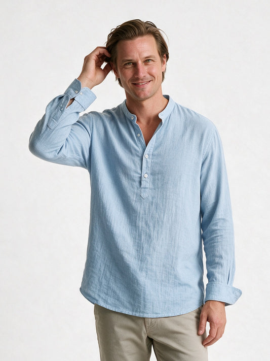 Felix - Men's Relaxed Band Collar Long Sleeve Shirt - view 1