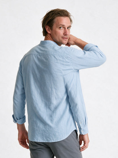 Felix - Men's Relaxed Band Collar Long Sleeve Shirt - view 5