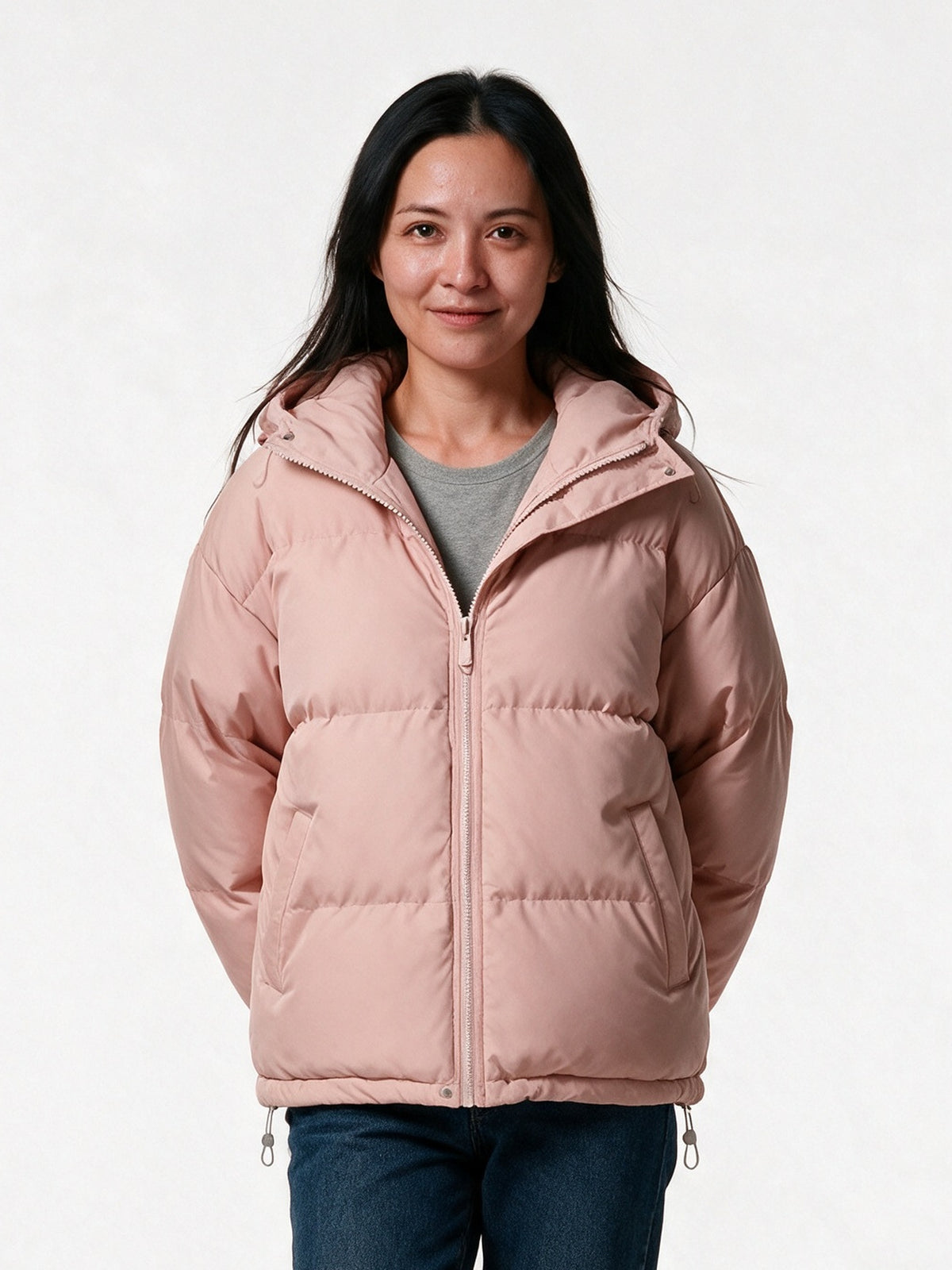 Fenna - Women's Short Hooded Puffer Jacket - Blush Pink
