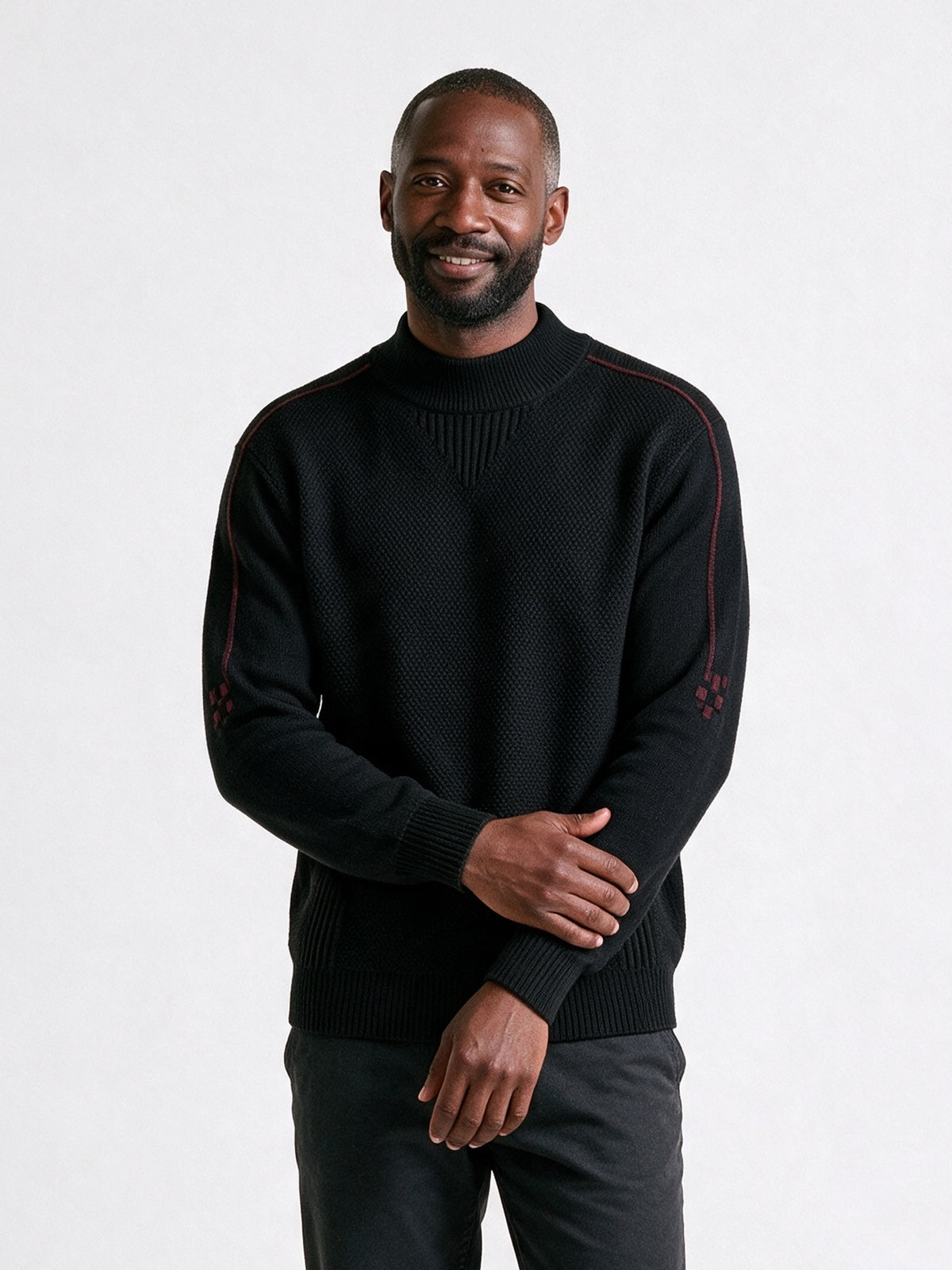 Fergus - Men's Textured Mock Neck Sweater - Black