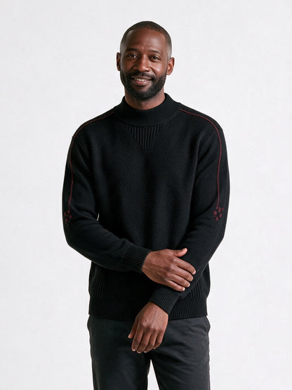 Fergus - Men's Textured Mock Neck Sweater - Black