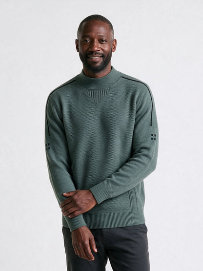 Fergus - Men's Textured Mock Neck Sweater - Sage Green