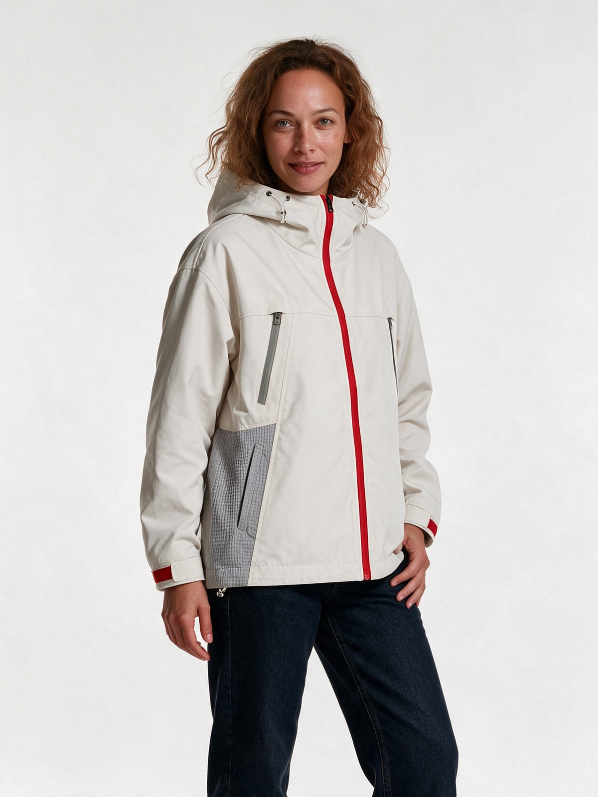 Fiona - Women's Oversized Color Block Hooded Shell Jacket - view 2