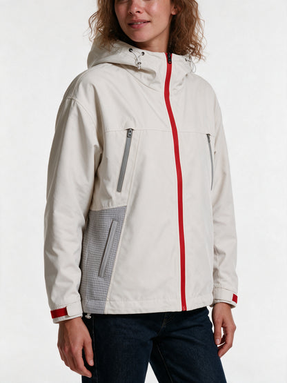 Fiona - Women's Oversized Color Block Hooded Shell Jacket - view 3