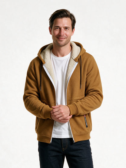 Gabrielle - Cozy Thick Sherpa Hooded Sweatshirt for Men - Brown