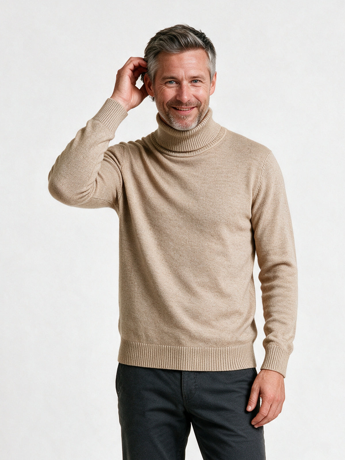 Gabrielle - Luxurious Cashmere Sweater for Men - KHAKI