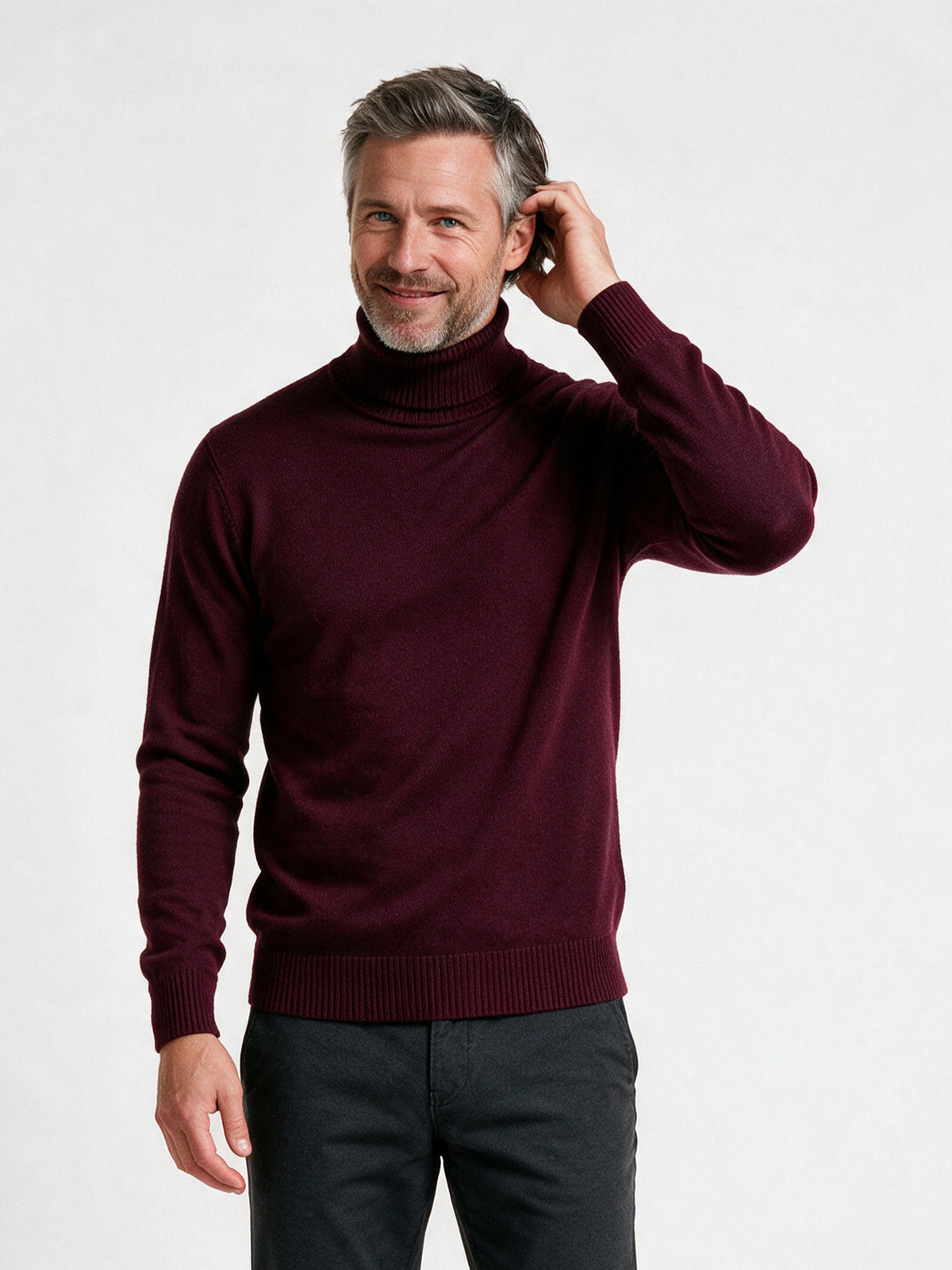 Gabrielle - Luxurious Cashmere Sweater for Men - WINE RED