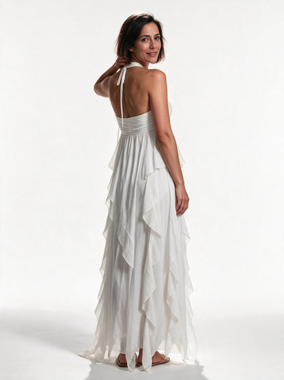 Giada - Halter Neck Cascading Ruffle Maxi Dress - view 5