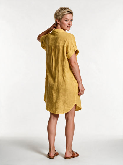 Gianelleza - Button Front Shirt Dress with Pockets - view 5