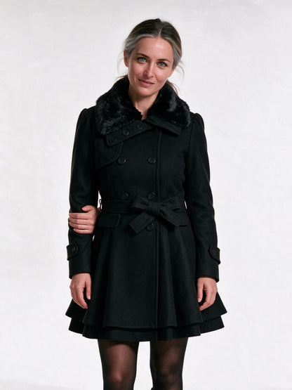 Giselle - Elegant Winter Faux Fur Coat for Women - Black