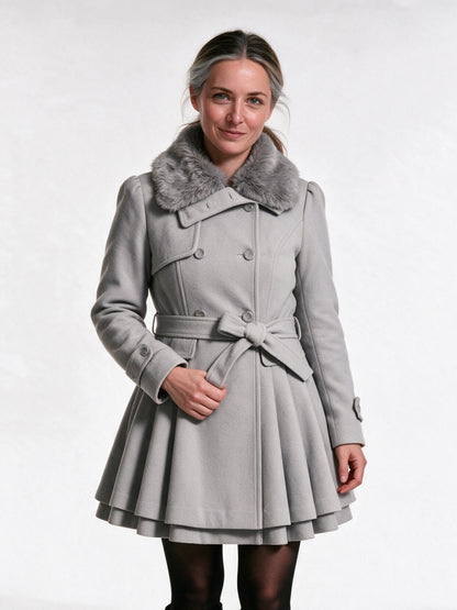 Giselle - Elegant Winter Faux Fur Coat for Women - Gray