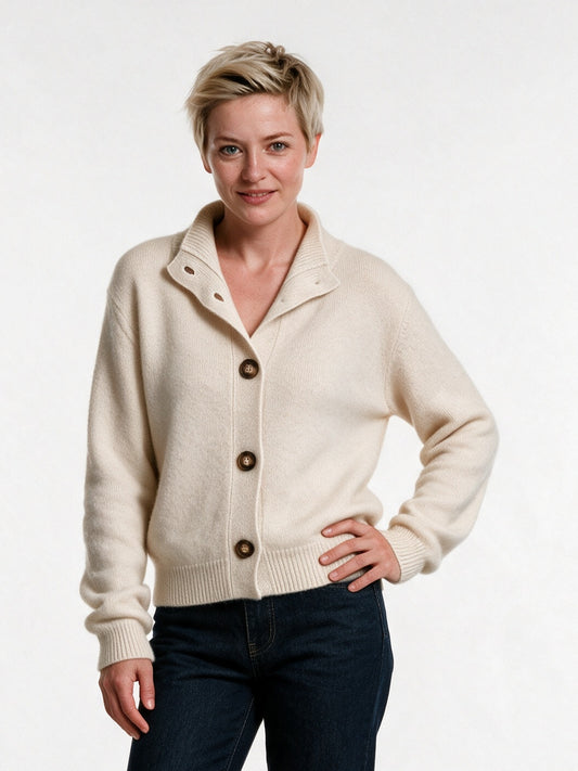 Giulia - Women's Soft Collared Button Front Cardigan - view 1