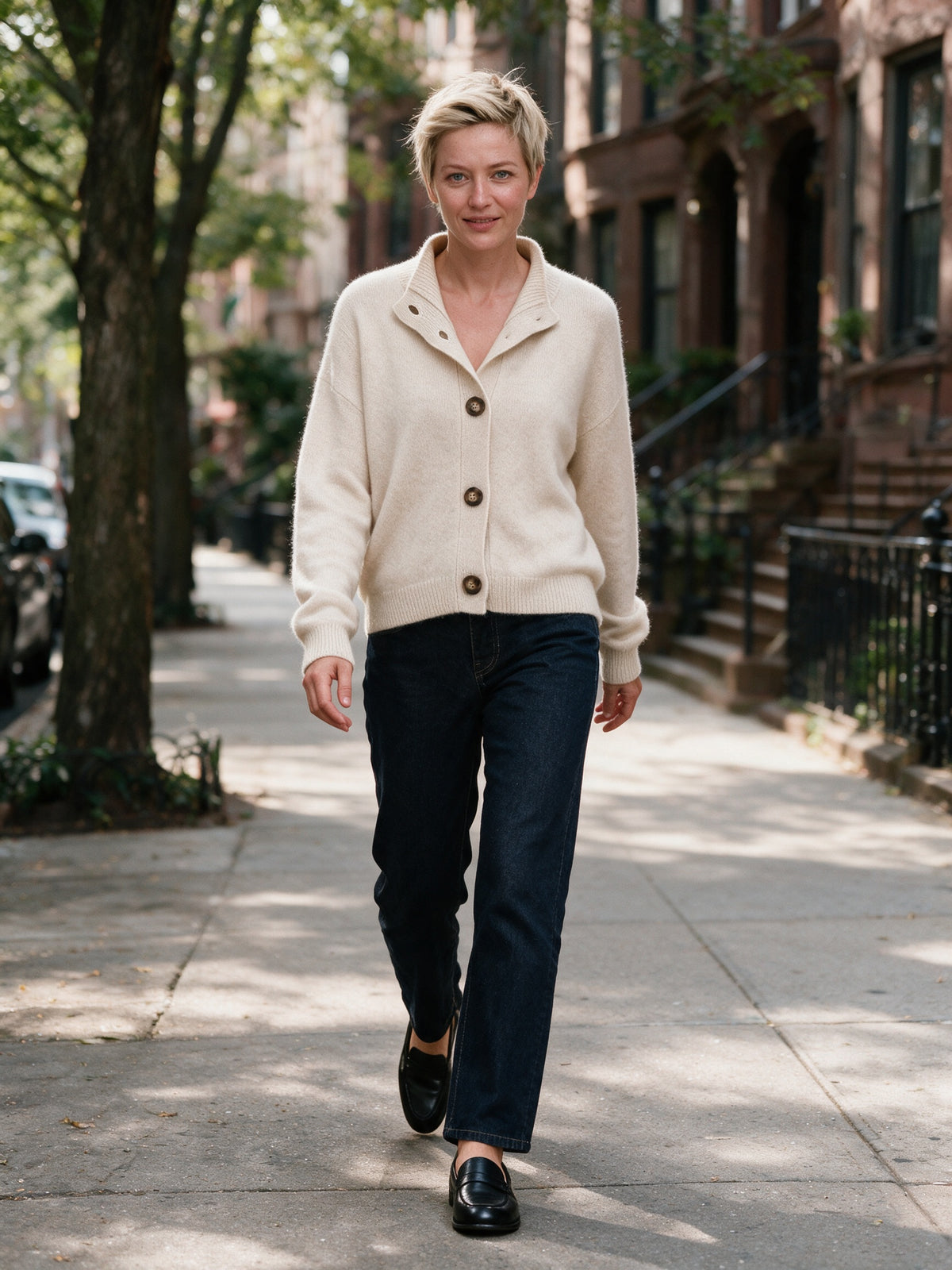 Giulia - Women's Soft Collared Button Front Cardigan - view 4
