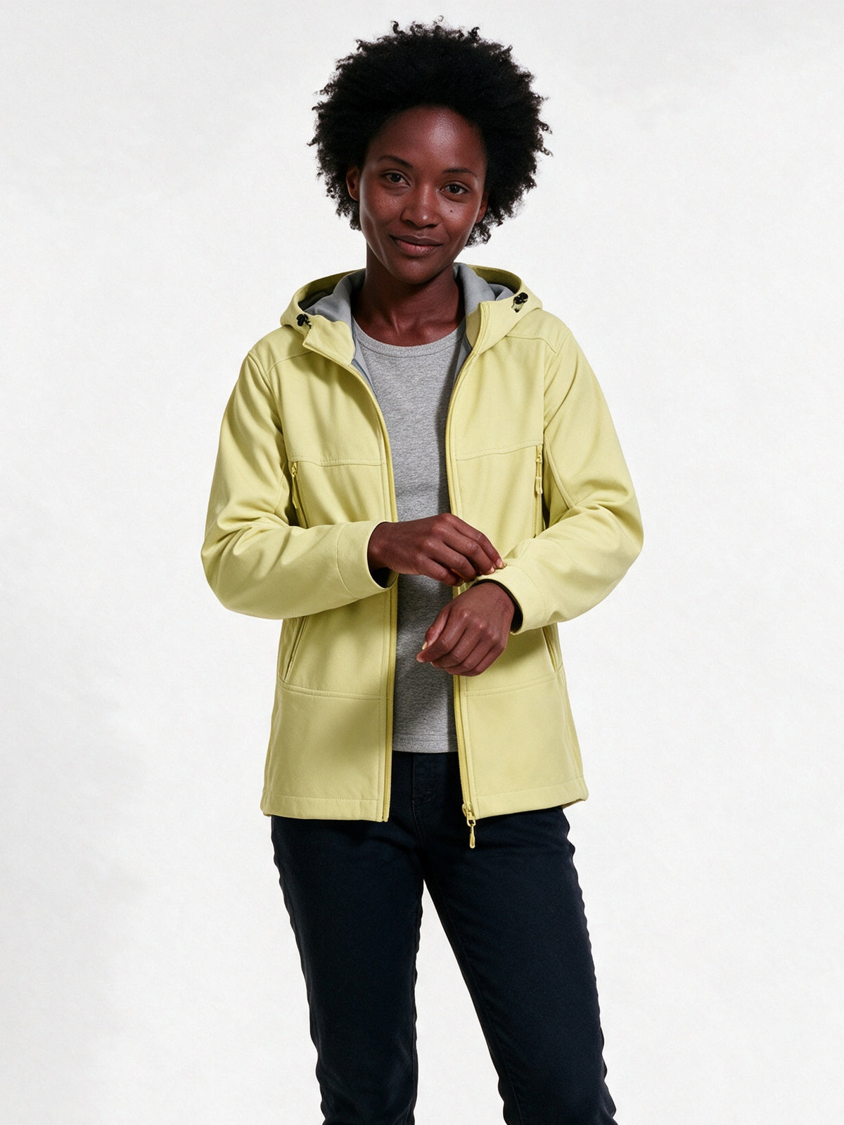 Haakon - Unisex Hooded Shell Jacket in Six Colours - Lemon