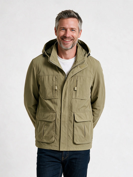Hamish - Men's Hooded Utility Jacket with Two Way Zip - view 1