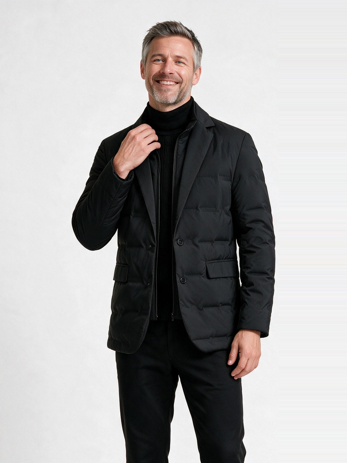 Harrison - Men's Quilted Padded Blazer Jacket with Zip Insert - view 1