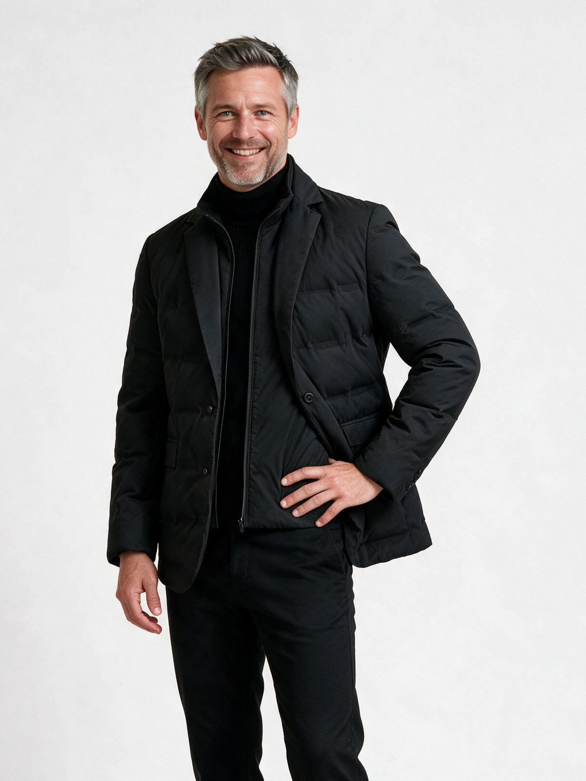 Harrison - Men's Quilted Padded Blazer Jacket with Zip Insert - view 2