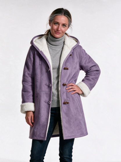 Hedda - Women's Hooded Toggle Coat with Soft Lining - Lavender
