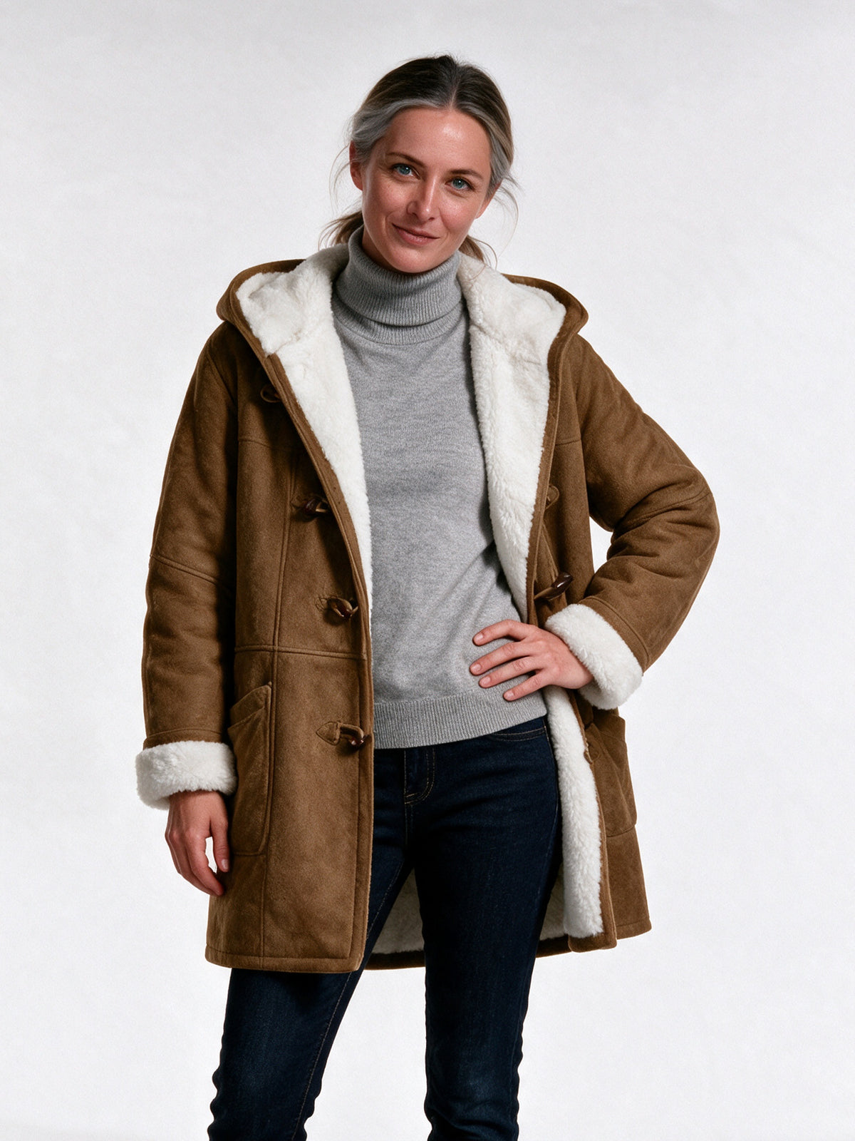 Hedda - Women's Hooded Toggle Coat with Soft Lining - view 1
