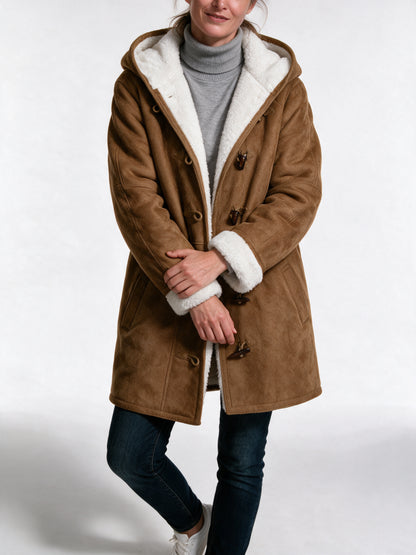 Hedda - Women's Hooded Toggle Coat with Soft Lining - view 3
