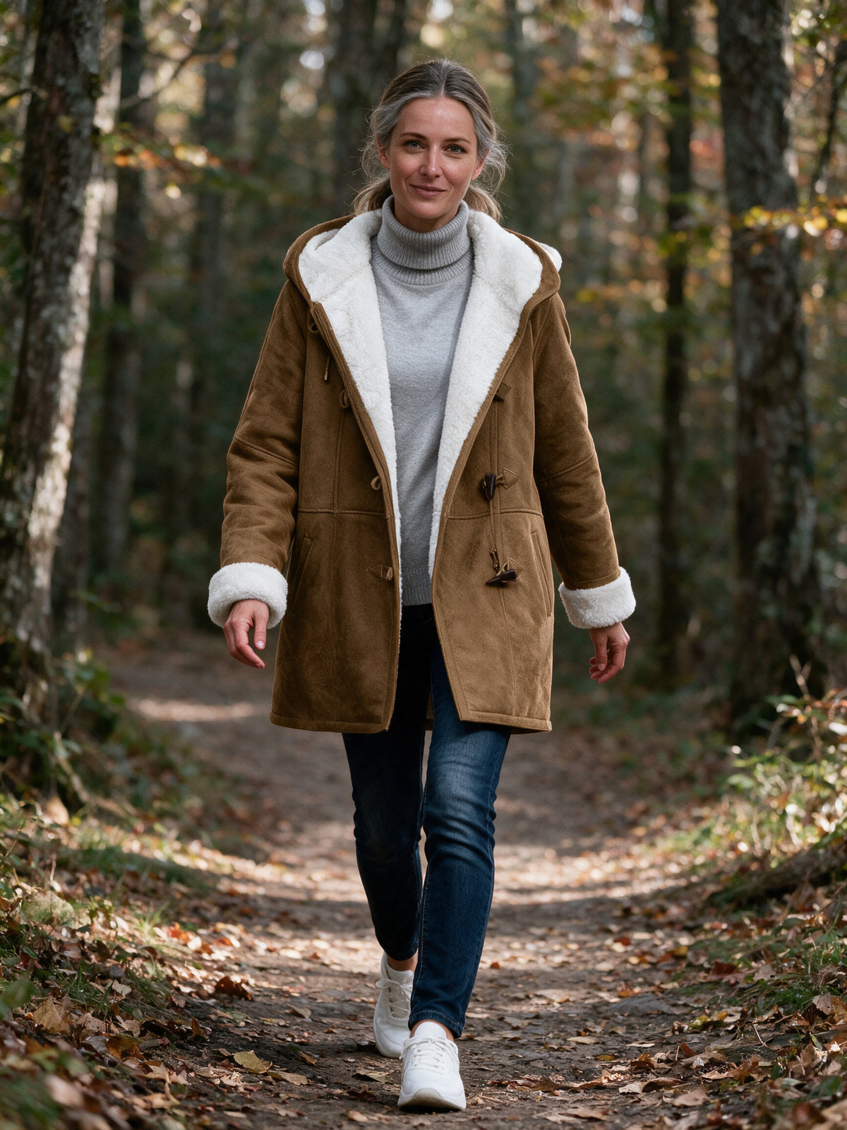 Hedda - Women's Hooded Toggle Coat with Soft Lining - view 4