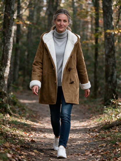 Hedda - Women's Hooded Toggle Coat with Soft Lining - view 4
