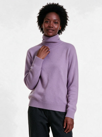 Heloisa - Women's Soft Fine Knit High Neck Sweater - Lavender