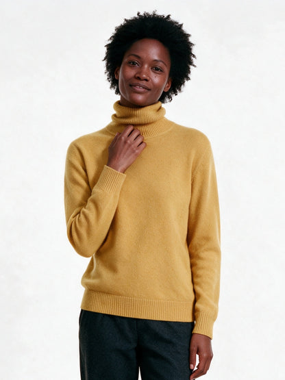 Heloisa - Women's Soft Fine Knit High Neck Sweater - Orange
