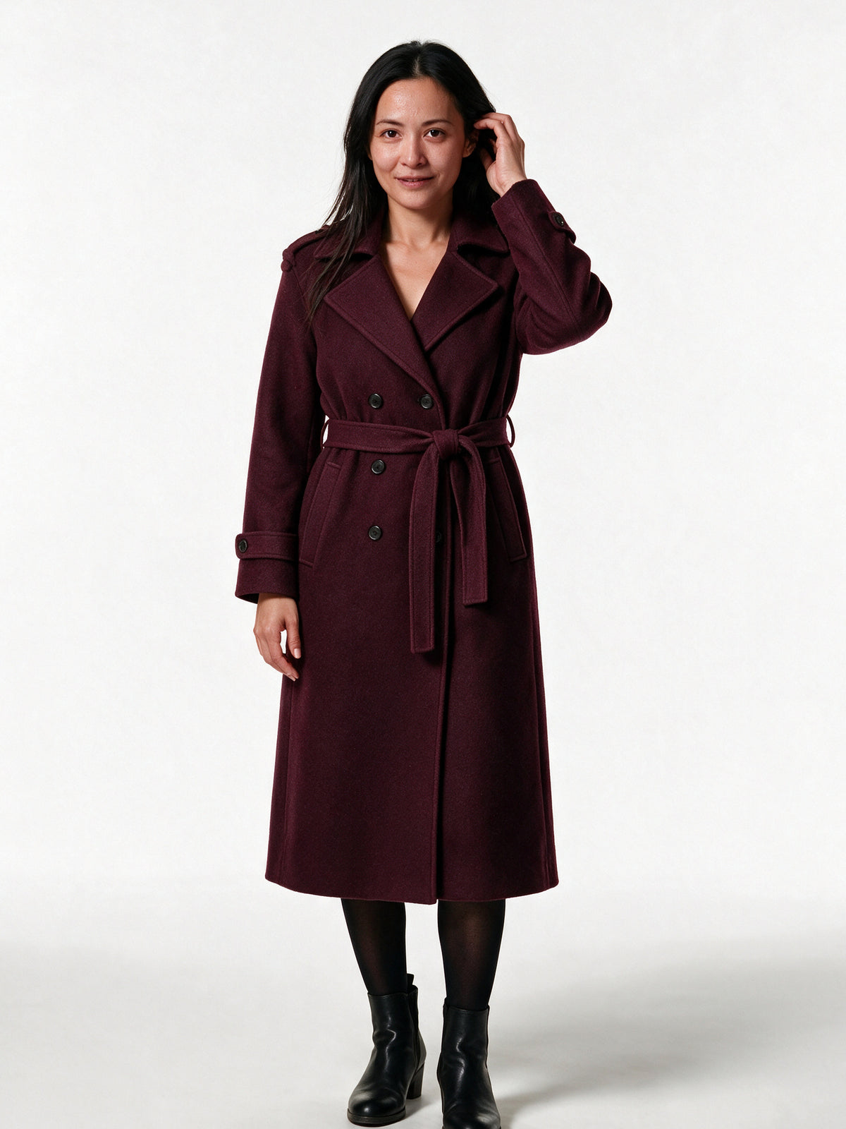 Helena - Fitted Belted Wool Coat - view 1