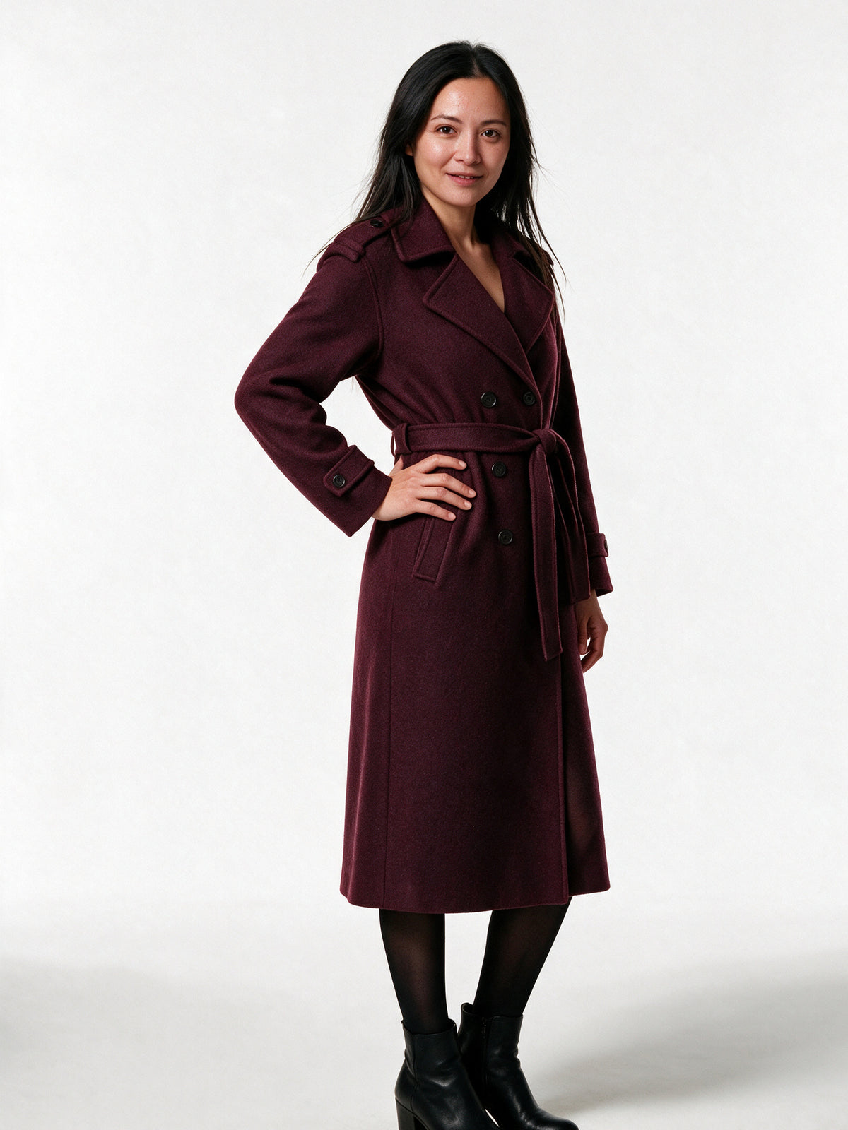 Helena - Fitted Belted Wool Coat - view 2