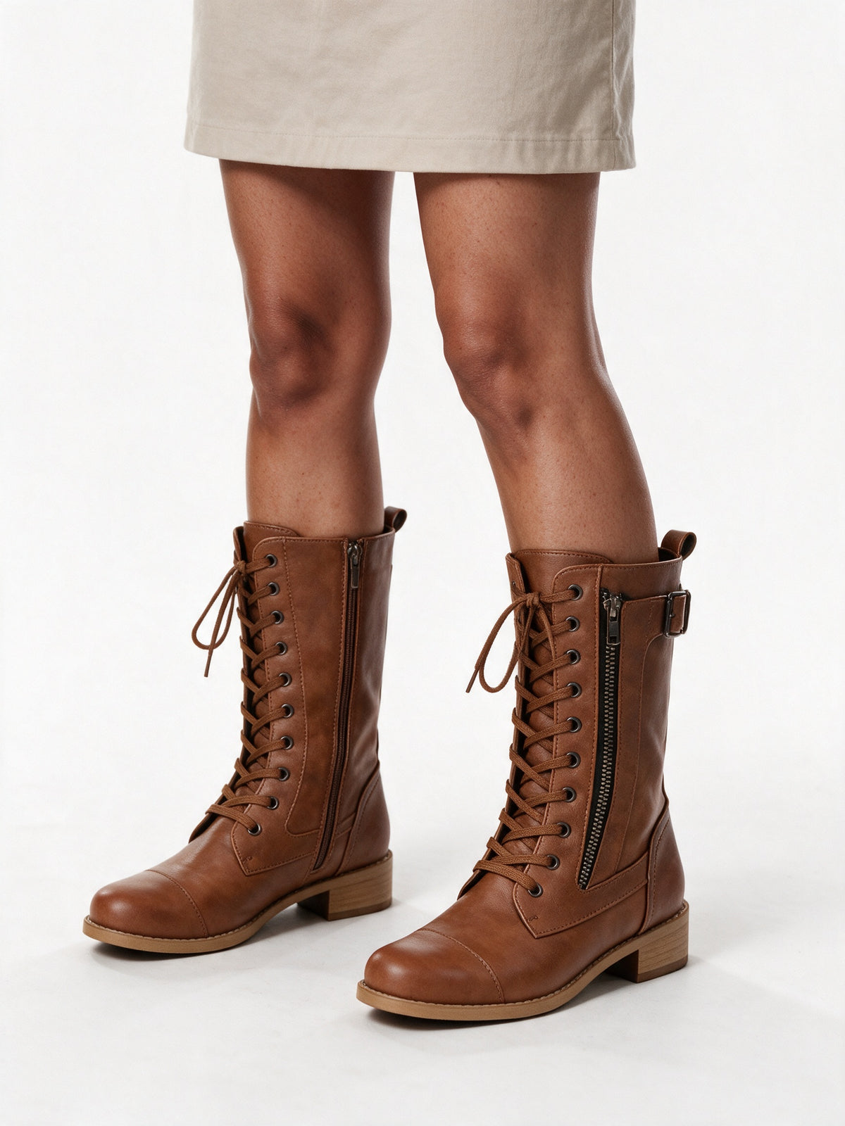 Henrietta - Women's Lace Up Buckle Strap Zip Boots - view 1