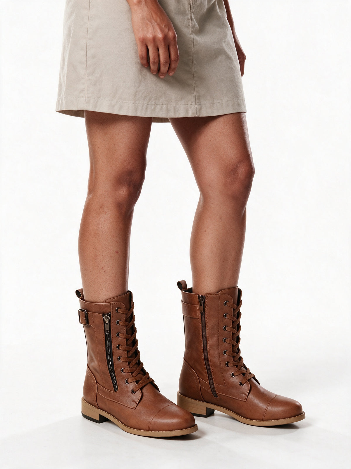 Henrietta - Women's Lace Up Buckle Strap Zip Boots - view 2