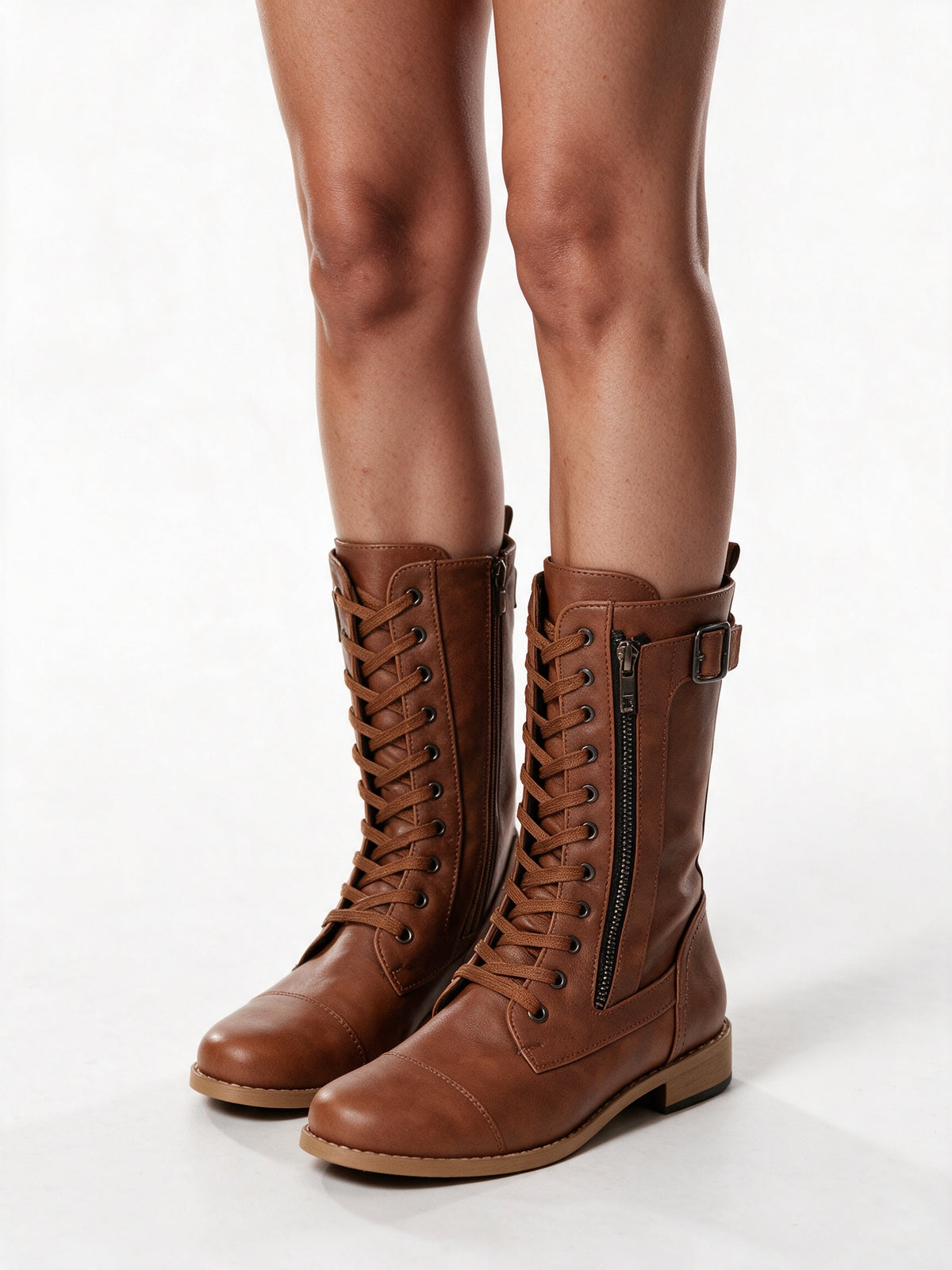 Henrietta - Women's Lace Up Buckle Strap Zip Boots - view 3